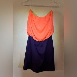 NYMPHE Strapless Dress, vibrant pink and purple